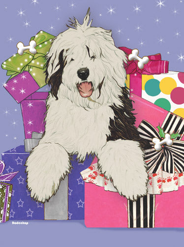 Old English Sheepdog Christmas Cards Set of 10 cards & 10 envelopes - Pipsqueakproductions