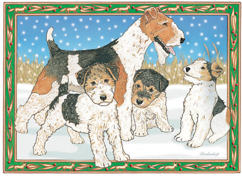 Fox Terrier Wire Christmas Cards Set of 10 cards & 10 envelopes - Pipsqueakproductions