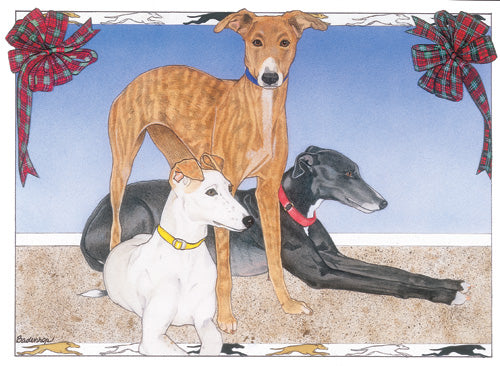 Greyhound Christmas Cards Set of 10 cards & 10 envelopes - Pipsqueakproductions