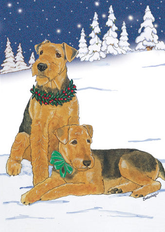 Airedale Terrier Christmas Cards Set of 10 cards & 10 envelopes - Pipsqueakproductions