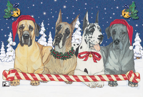 Great Dane Christmas Cards Set of 10 cards & 10 envelopes - Pipsqueakproductions