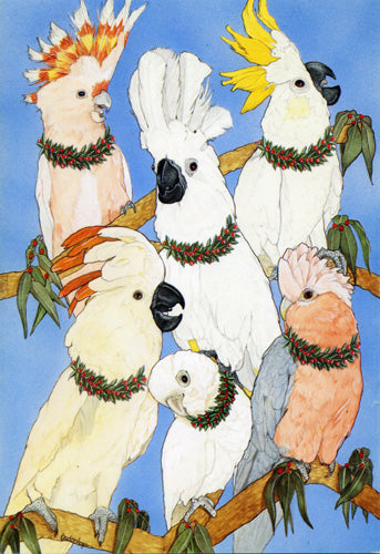 Cockatoo Parrot Christmas Cards Set of 10 cards & 10 envelopes - Pipsqueakproductions