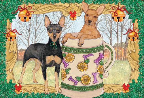 Miniature Pinscher Min Pin Christmas Cards Set of 10 cards & 10 envelopes - Pipsqueakproductions