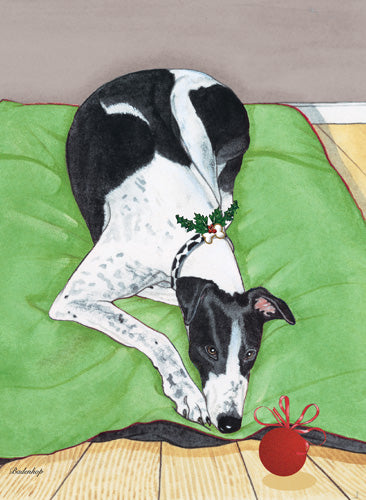 Greyhound Black with White Greyhound Christmas Cards Set of 10 cards & 10 envelopes - Pipsqueakproductions