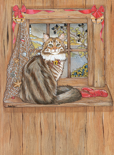 Maine Coon Cat Christmas Cards Set of 10 cards & 10 envelopes - Pipsqueakproductions