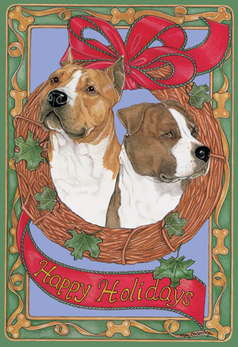 American Staffordshire Terrier Amstaff Dog Christmas Cards Set of 10 cards & 10 envelopes - Pipsqueakproductions