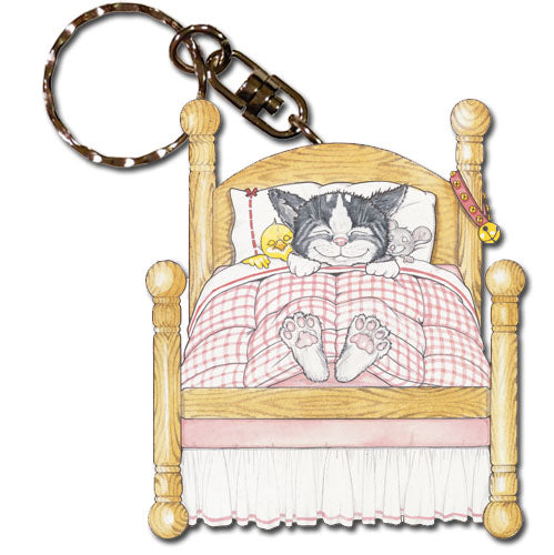 Cat Dreams Keychain Wooden - Pipsqueakproductions