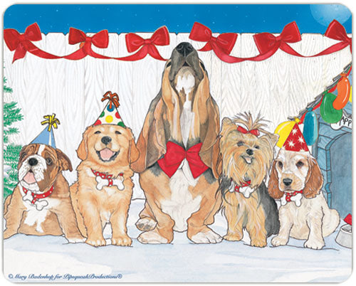 Dog Party Cutting Board Tempered Glass, Pet Placemat, 11.5" x 15.5" - Pipsqueakproductions