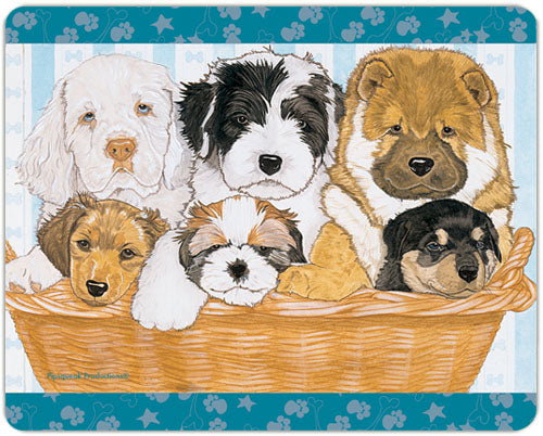Dog Friends Cutting Board Tempered Glass, Pet Placemat, 11.5" x 15.5" - Pipsqueakproductions