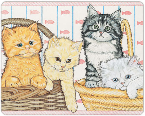 Cat Basket of Kitties Small Cutting Board - Pipsqueakproductions