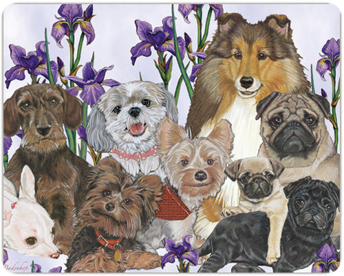 Dog Canine Friends Cutting Board Tempered Glass, Pet Placemat, 11.5" x 15.5" - Pipsqueakproductions