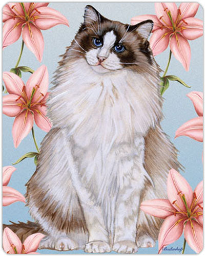 Ragdoll Cat Cutting Board Tempered Glass, Pet Placemat, 11.5" x 15.5" - Pipsqueakproductions