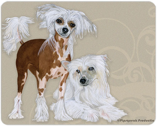 Chinese Crested Cutting Board Tempered Glass, Pet Placemat, 11.5" x 15.5" - Pipsqueakproductions
