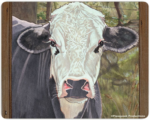 Cow Black and White Holstein Cutting Board Tempered Glass, Pet Placemat, 11.5" x 15.5" - Pipsqueakproductions