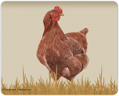 Chicken Rhode Island Red Cutting Board Tempered Glass 8" x 10" - Pipsqueakproductions