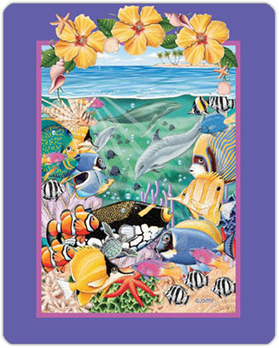 Tropical Fish Cutting Board Tempered Glass, Pet Placemat, 11.5" x 15.5" - Pipsqueakproductions