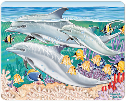 Dolphin Cutting Board Tempered Glass, Pet Placemat, 11.5" x 15.5" - Pipsqueakproductions