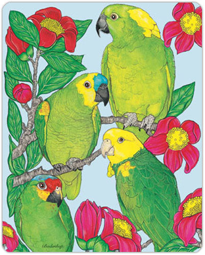 Amazon Parrot Cutting Board Tempered Glass, Pet Placemat, 11.5" x 15.5" - Pipsqueakproductions