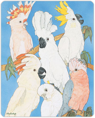 Cockatoo Parrot Cutting Board Tempered Glass, Pet Placemat, 11.5" x 15.5" - Pipsqueakproductions