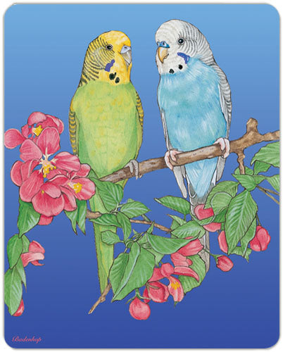 Parakeet Budgie Cutting Board Tempered Glass, Pet Placemat, 11.5" x 15.5" - Pipsqueakproductions