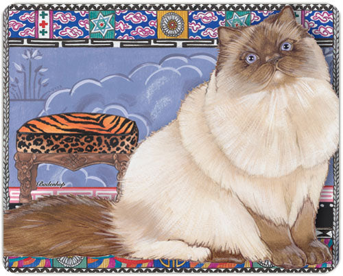 Himalayan Cat Cutting Board Tempered Glass, Pet Placemat, 11.5" x 15.5" - Pipsqueakproductions