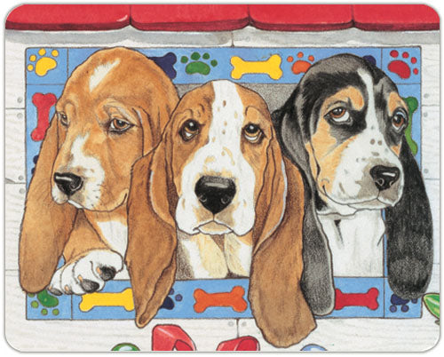 Basset Hound Cutting Board Tempered Glass, Pet Placemat, 11.5" x 15.5" - Pipsqueakproductions