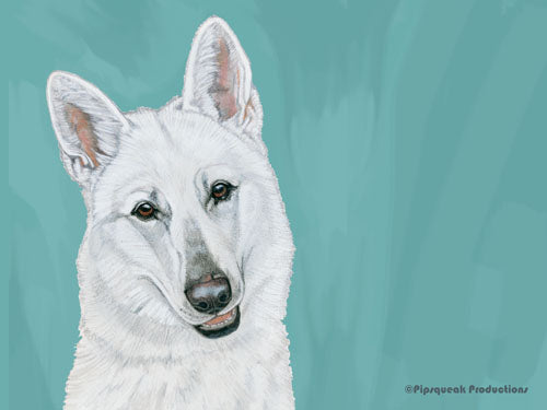 White Shepherd Cutting Board Tempered Glass, Pet Placemat, 11.5 “ x 15.5” - Pipsqueakproductions