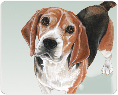 Beagle Cutting Board Tempered Glass, Pet Placemat, 11.5 “ x 15.5” - Pipsqueakproductions