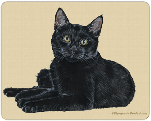 Black Cat Cutting Board Tempered Glass, Pet Placemat, 11.5 “ x 15.5” - Pipsqueakproductions