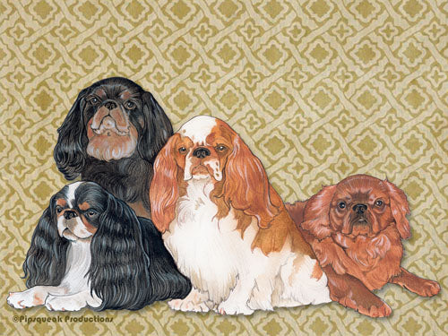 English Toy Spaniel Cutting Board Tempered Glass, Pet Placemat, 11.5" x 15.5" - Pipsqueakproductions