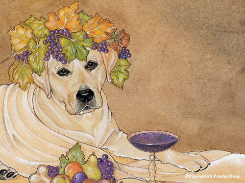 Labrador Retriever Yellow Lab Dog of Wine Cutting Board Tempered Glass, Pet Placemat, 11.5" x 15.5" - Pipsqueakproductions