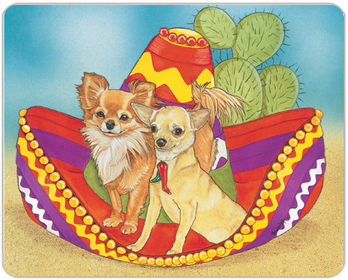 Chihuahua Cutting Board Tempered Glass, Pet Placemat, 11.5" x 15.5" - Pipsqueakproductions