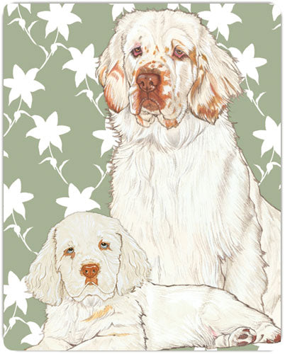 Clumber Spaniel Cutting Board Tempered Glass, Pet Placemat, 11.5" x 15.5" - Pipsqueakproductions