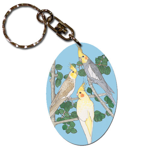 Cockatiel Parrot Keychain Wooden - Pipsqueakproductions