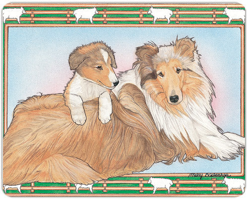 Collie Cutting Board Tempered Glass, Pet Placemat, 11.5" x 15.5" - Pipsqueakproductions