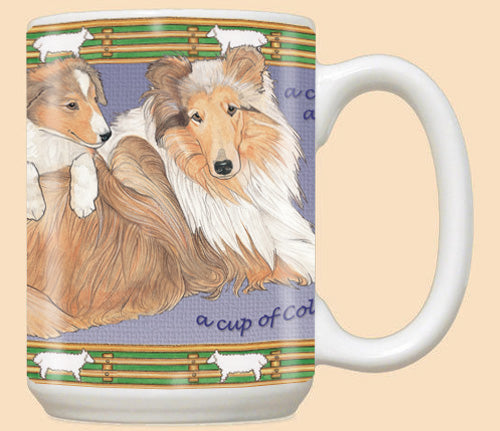 Collie Ceramic Coffee Mug Tea Cup 15 oz - Pipsqueakproductions