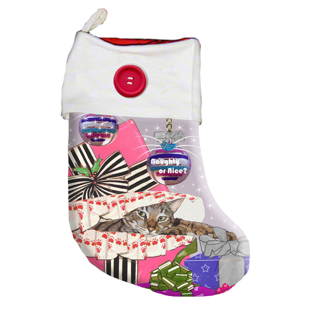 Cat Tabby Christmas Stocking - Pipsqueakproductions