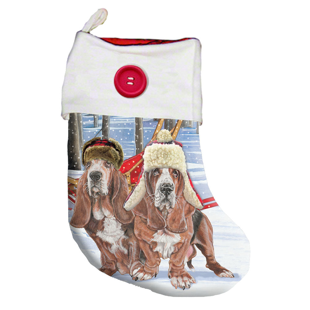 Basset Hound Holiday Trail Christmas Stocking