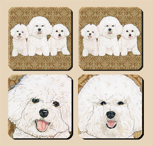 Bichon Frise Rubber Coasters Set of 4 - Pipsqueakproductions