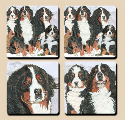 Bernese Mountain Dog Rubber Coasters Set of 4 - Pipsqueakproductions