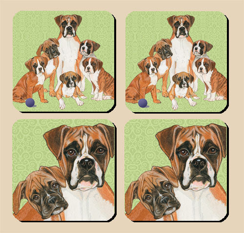 Boxer Rubber Coasters Set of 4 - Pipsqueakproductions