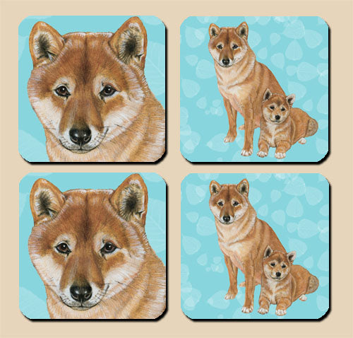 Shiba Inu Rubber Coasters Set of 4 - Pipsqueakproductions