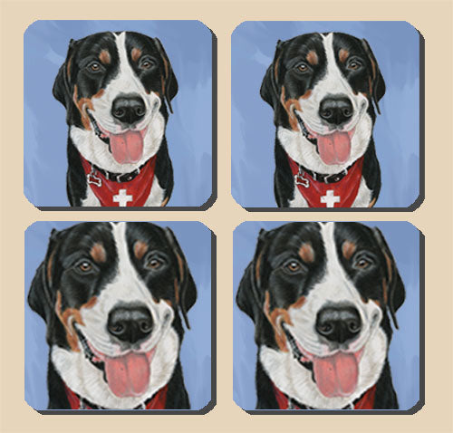 Greater Swiss Mountain Dog Rubber Coasters Set of 4 - Pipsqueakproductions