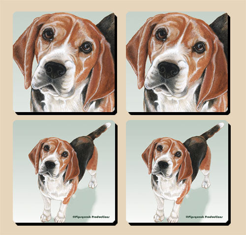 Beagle Rubber Coasters Set of 4 - Pipsqueakproductions