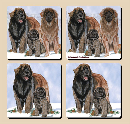 Leonberger Rubber Coasters Set of 4 - Pipsqueakproductions
