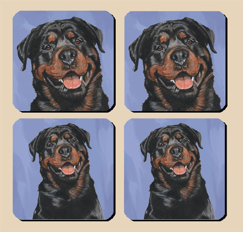 Rottweiler Rubber Coasters Set of 4 - Pipsqueakproductions