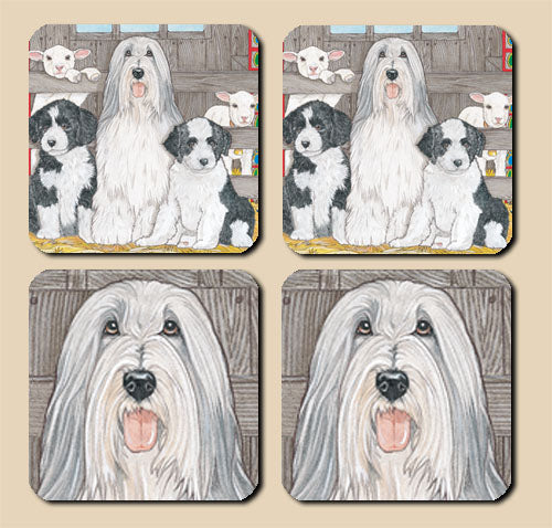 Bearded Collie Rubber Coasters Set of 4 - Pipsqueakproductions