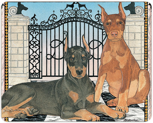 Doberman Cutting Board Tempered Glass, Pet Placemat, 11.5" x 15.5" - Pipsqueakproductions