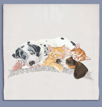 Dog with Cat Dish Towel - Pipsqueakproductions