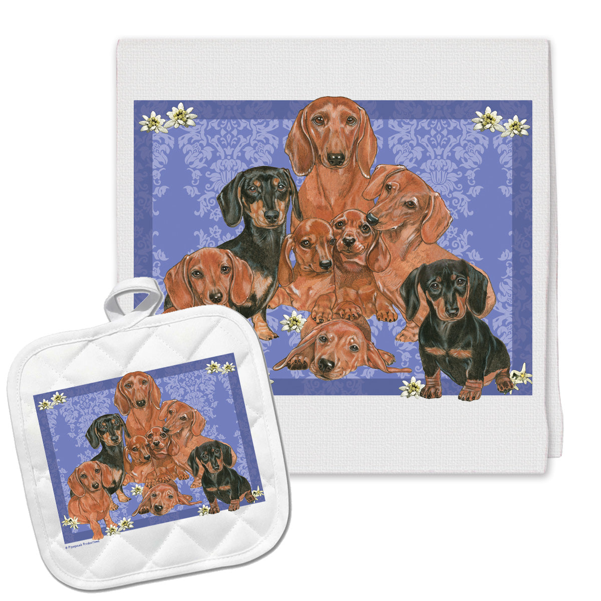 Dachshund Kitchen Dish Towel and Pot Holder Gift Set - Pipsqueakproductions